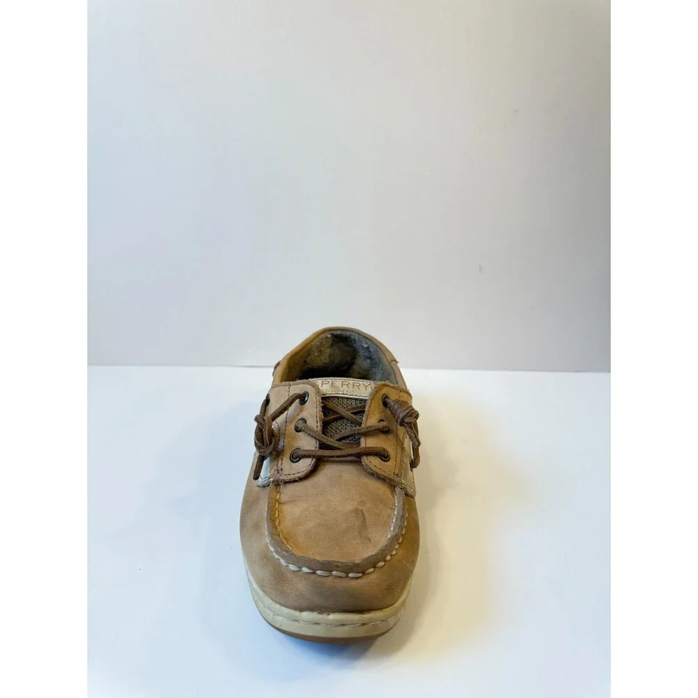 Sperry girls Songfish Boat Shoe, Linen/Oat, 4 Big Kid US